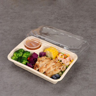 Hộp cơm trưa bột giấy dùng một lần phân hủy, hộp salad/đựng thực phẩm hình chữ nhật, thân thiện môi trường, mang đi JBMK