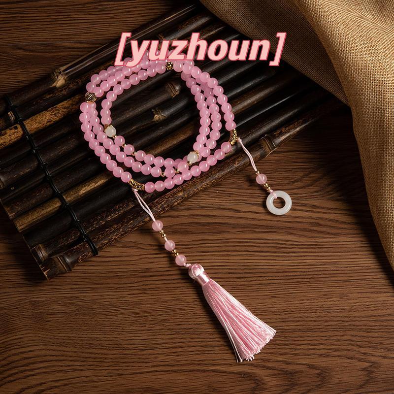 Vòng cổ hạt pha lê xanh phong cách Trung Quốc Phật giáo,ideal làm quà tặng