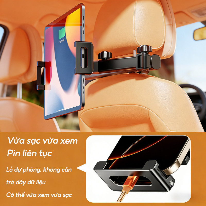 Giá Đỡ Máy Tính Bảng Ô Tô Gắn Sau Ghế - Điều Chỉnh Phù Hợp Cho Điện Thoại & Ipad 4.7-12.9 inch