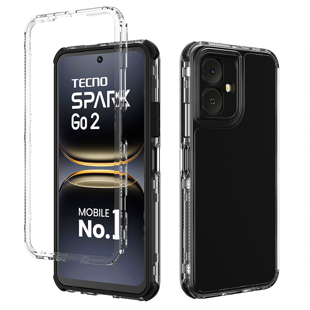 360 3 trong 1° Bảo vệ hoàn toàn cho Tecno POP 10 4G / INFINIX SMART 10 / SPARK GO 2 Vỏ điện thoại chống sốc trong suốt Vỏ bọc thiết kế cản chống sốc