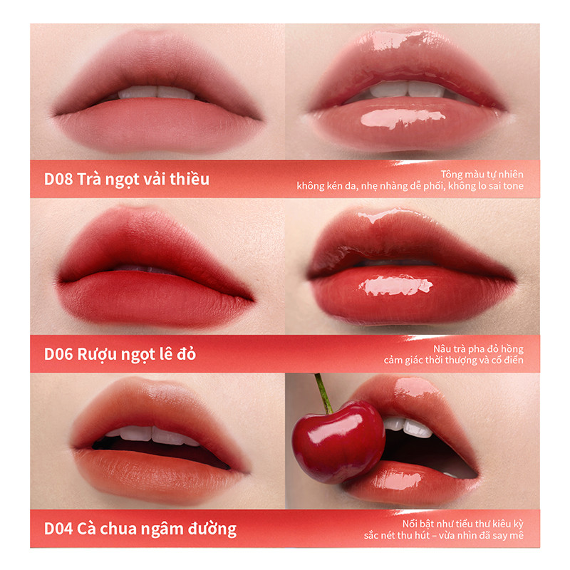 [KOL Combo 2] Combo 2 Son Mooekiss 2 Đầu, Lì & Bóng, Dưỡng Ẩm, Lâu Trôi, Không Lem Không Dính Cốc 6mlx2