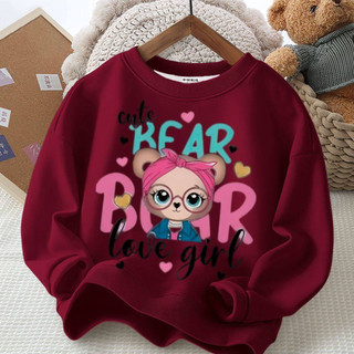 Áo sweatshirt mỏng cổ tròn, dáng rộng, thoải mái, in hình nhân vật hoạt hình, thích hợp mặc ngoài, mang không khí lễ hội