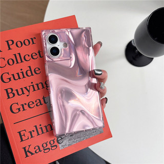 Vỏ Vuông Cổ Điển Sang Trọng Thời Trang Màu Hồng Họa Tiết Lụa Cho iPhone 17 16 15 13 14 Pro Max