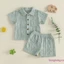 Bộ trang phục mùa hè cho bé trai Áo thun tay ngắn có họa tiết nút + Bộ quần Short co giãn