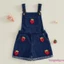 Quần yếm Denim cho bé gái mới biết đi Áo liền quần không tay dâu tây có dây đeo vai có thể điều chỉnh