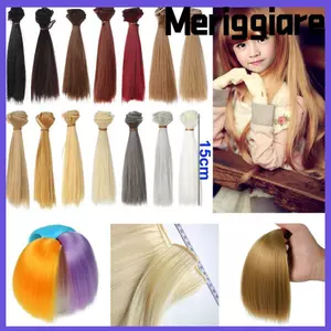 MERIGGIARE 1 Bộ Tóc Giả Búp Bê Chất Lượng Cao Dây Nhiệt Độ Cao Dài 15cm Thẳng