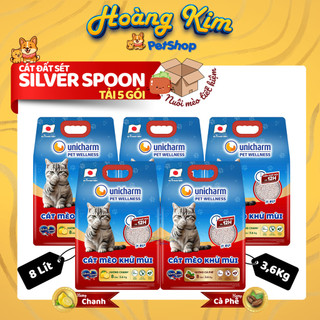 [Tải 5] Cát vệ sinh cho mèo Unicharm Silver Spoon 8L 3,6kg - Siêu khử mùi 12h, Giảm bụi tối đa