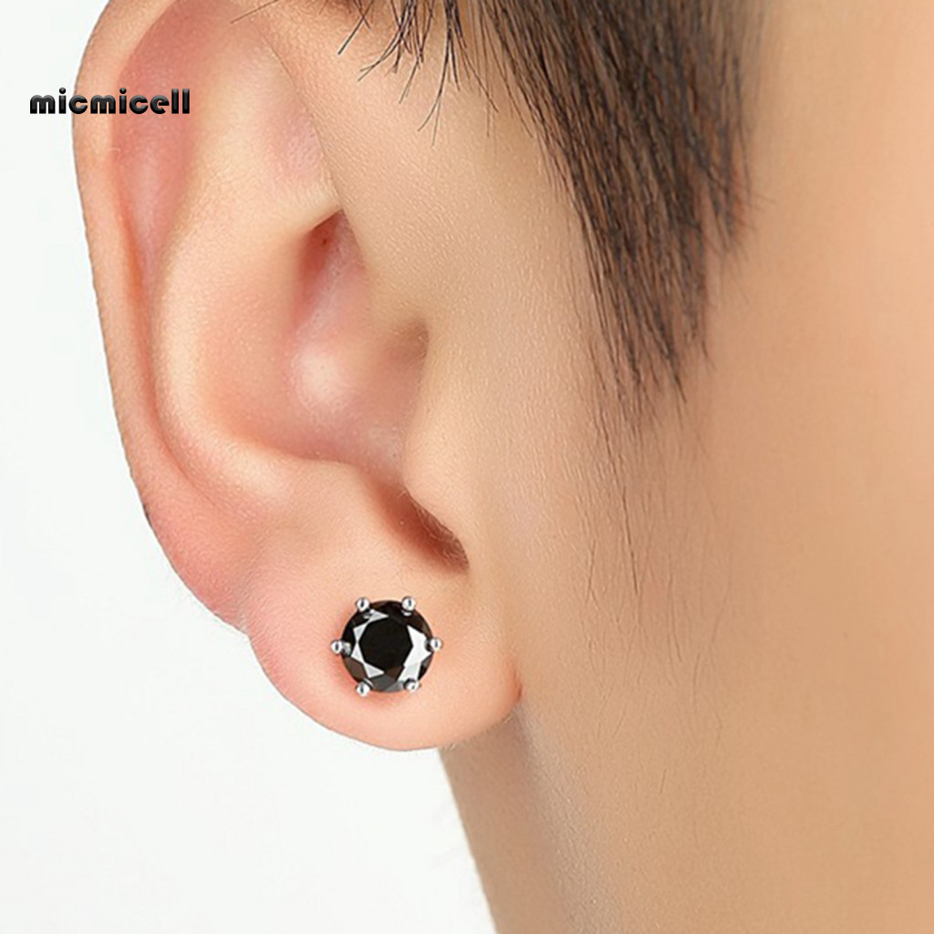 Bông Tai Kẹp Unisex Kim Cương Nhân Tạo, Nam Châm, Phù Hợp Cho Đám Cưới