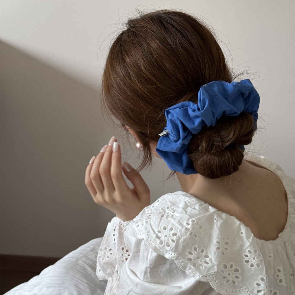 Hululu Scrunchy đơn giản màu trơn - Dây cao su co giãn bền, phụ kiện tóc thời trang