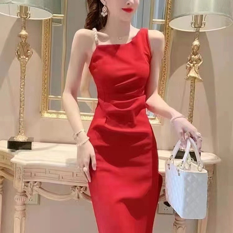 Đầm nữ thời trang, đầm gợi cảm mùa hè mới, phong cách Pháp, đầm dài tôn dáng và thon gọn.