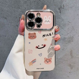 Dành Cho IPhone17 16 15 14 13 12 11 ProMaxXXR XSMax 78 Plus Dễ thương Cub Smiley lớn cửa sổ điện thoại trường hợp