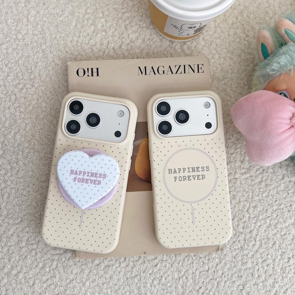 Ốp lưng TPU Tương thích với iPhone 13 14 14Pro 14ProMax 15 15Pro 15ProMax 16 16Pro 16ProMax 17 17Pro 17ProMax Vỏ nam châm họa tiết chấm bi màu trắng