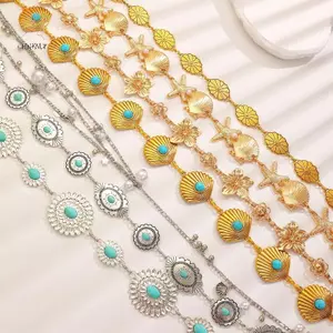 Hình bầu dục craved dây thắt lưng kim loại mạ vàng dành cho nữ - Phong cách retro tinh tế, thời trang và làm quà tặng