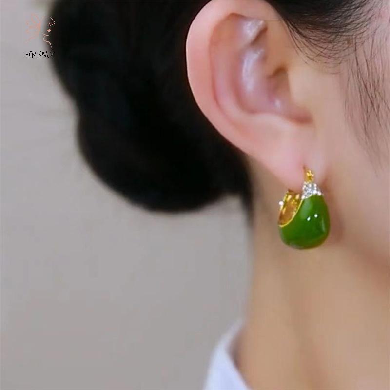 Bông tai zircon xanh nhỏ giọt, cá tính theo xu hướng Hàn Quốc, phù hợp dự tiệc và thời trang hàng ngày