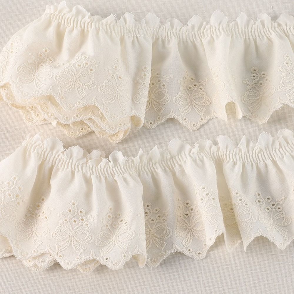 ODAKA Ruffle Ren Viền, Vải Ren 7cm Chiều Rộng Trắng, DIY Craft Ribbon Cotton Ruffle Thiết Kế Vải Viền