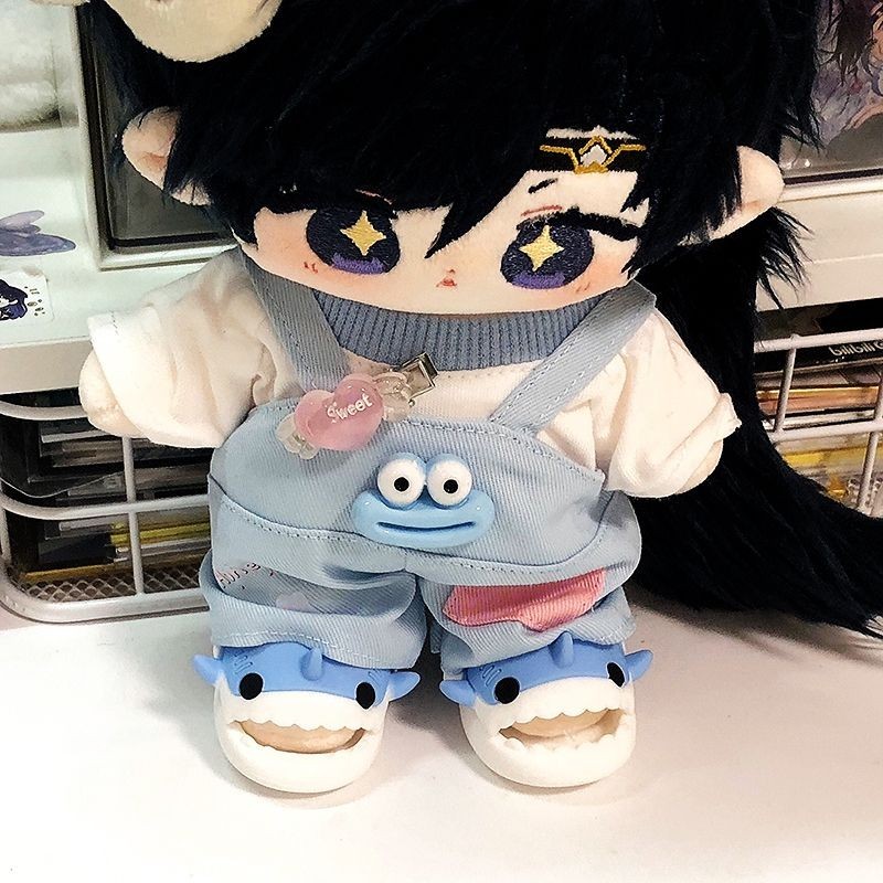 20cm Cotton Búp Bê Bé Giày Béo Cơ Thể Mang Giày Hoạt Hình Cá Mập Dép 15cm Búp Bê Đứng Được Phụ Kiện
