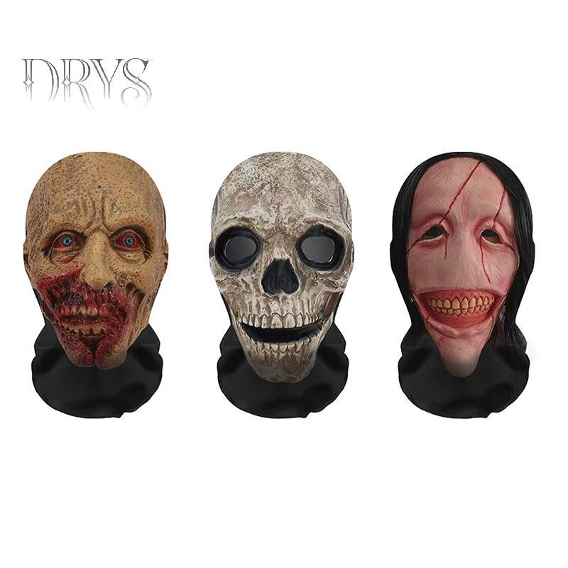 (TFT) Mặt nạ 3D mặt ma Halloween Cosplay Đạo cụ Balaclava Lưới đàn hồi toàn mặt thoáng khí Đầu lâu Mũ trùm đầu Halloween Tiệc kinh dị MỚI