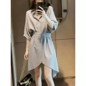 Váy cao cấp thời trang Xuân với họa tiết sọc áo sơ mi