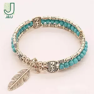 Vòng tay lông vũ bạc Tây Tạng, phong cách Bohemian, phù hợp với đá turquoise