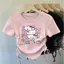 Áo thun ngắn tay dây rút đa năng in hình hoạt hình Hello Kitty có áo thun eo cinching