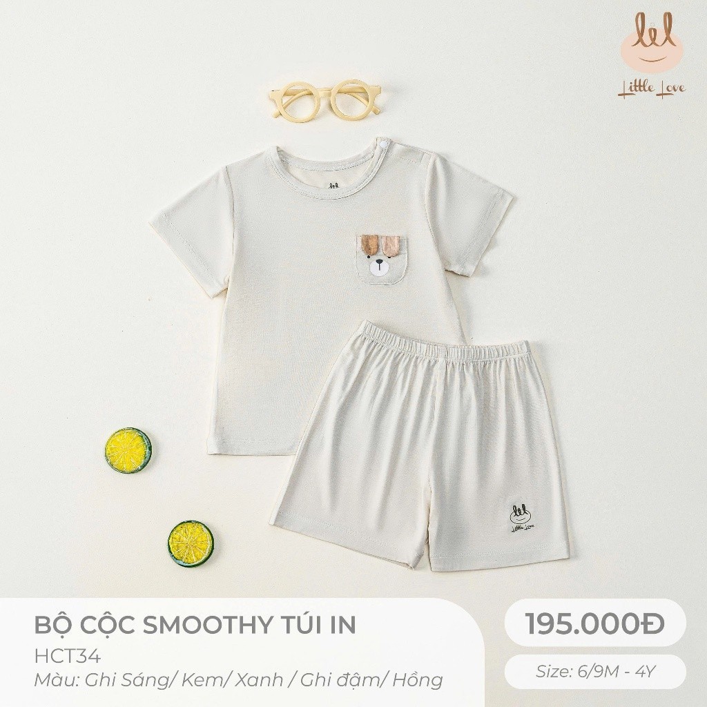 BỘ CỘC TAY VẢI SỢI TRE TÚI IN [ Siêu Mềm, Mát, Mịn Co Dãn Và Thấm Hút Mồ Hôi Tốt] Size 6M - 4Y (HCT34)
