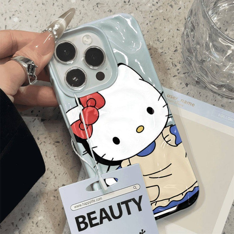 Gấp Vintage Hoạt Hình Thời Trang Anime Cat Họa Tiết Sóng Mềm Ốp Lưng Điện Thoại iPhone 17 16 15 14 13 12 11 Pro Max 14 15 16 Plus iPhone AIR Vỏ Chống Sốc