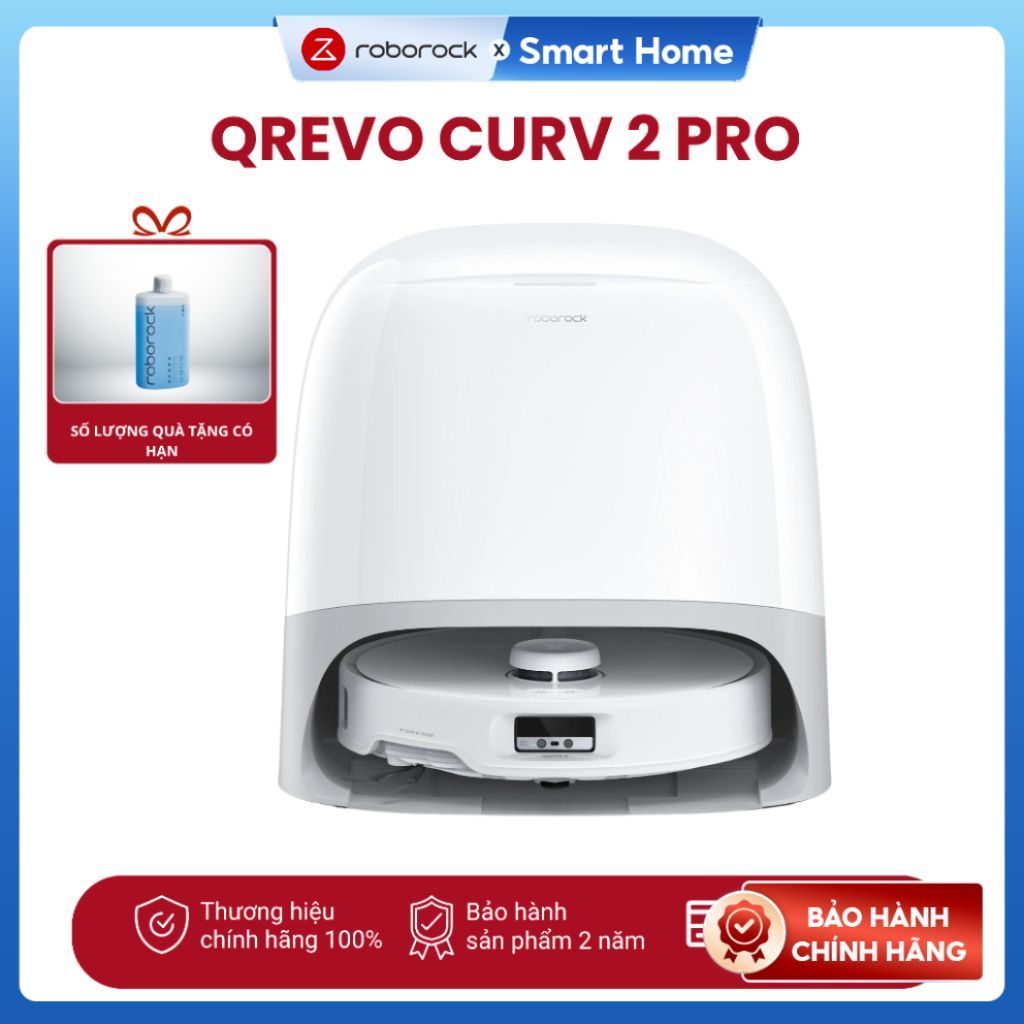 Robot hút bụi lau nhà Roborock Curv 2 Flow | Curv 2 Pro Lau nước nóng, Hàng Chính Hãng, Bản quốc tế