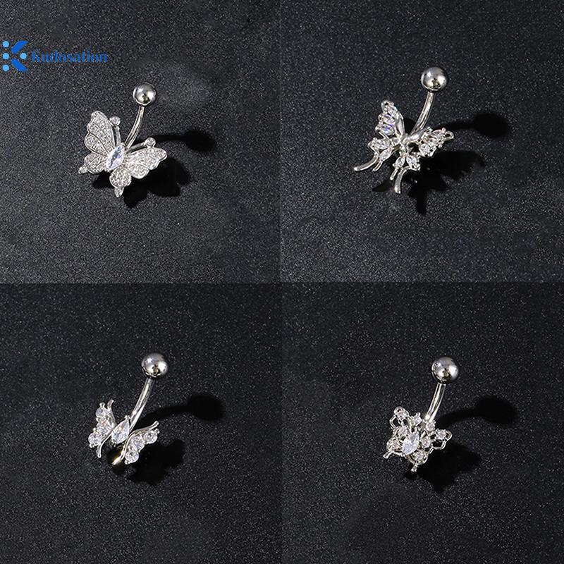 Khuy nhẫn rốn thời trang với nơ bụng, nút thép không gỉ và zircon - Quà tặng gợi cảm dành cho nữ