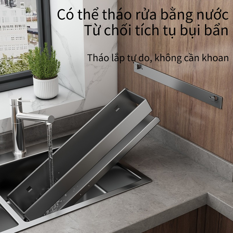 Kệ Gia Vị Nhà Bếp Đa Năng – Thép Carbon Chống Gỉ, Lắp Dán Tường Chắc Chắn, Chịu Lực Tốt, Giữ Bếp Gọn Gàng