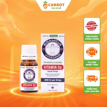 Vitamin D3 Bioamicus 400IU/giọt Cho Bé, Tăng Cường Hệ Miễn Cho Bé Từ Sơ Sinh