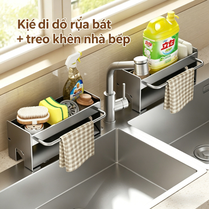 Kệ để đồ Rửa Chén,khay Nghiêng 45 độ,thoát Nước Tự động, Kệ để đồ đa Năng, Chất Liệu Thép Carbon Cao Cấp