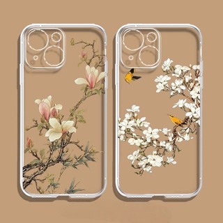 Ốp Điện Thoại Hoa Mộc Lan Trắng Cho Xiaomi Redmi Note 15 14 13 Pro Plus Note15 Note14 4G 5G Trong Suốt Dễ Thương Sáng Tạo INS Chống Sốc Chống Rơi Xu Hướng Mềm Thương Hiệu Vỏ Đơn Giản