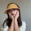 Mũ che nắng mùa hè PYCOU, Mũ chống tia cực tím Raffia rỗng, Mũ che nắng thoáng khí vành rộng thời trang để đi bộ đường dài ngoài trời