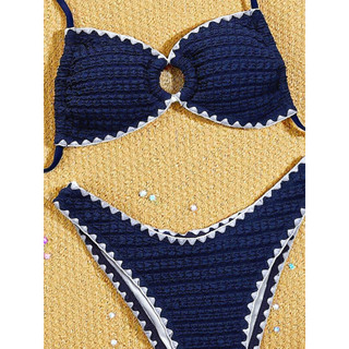 Đồ bơi nữ Dây hải quân Nhẫn trắng Hai mảnh Bikini Đồ bơi
