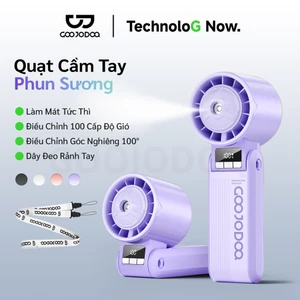 Quạt Phun Sương Turbo GOOJODOQ, 100 Tốc Độ, Pin 3600mAh (11.5H), Gió Mạnh,Xoay 180° điều chỉnh