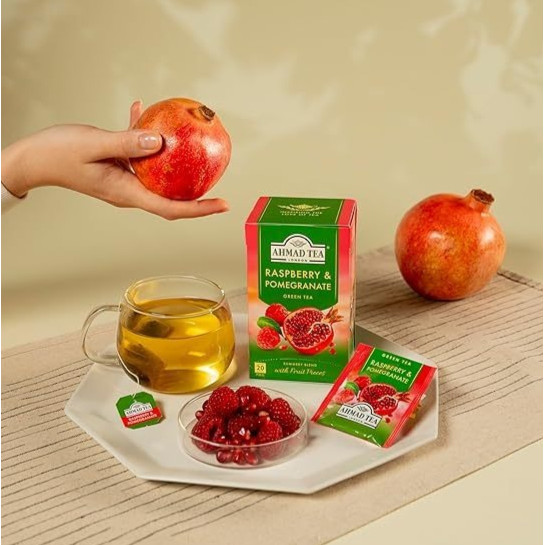 Trà Phúc Bồn Tử & Lựu AHMAD Raspberry & Pomegrate Hộp 40g 20 TúiLọc Có Bao Thiếc, Hương Vị Thơm Ngon