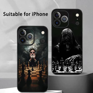 Ốp Điện Thoại Cờ Vua Mát Cổ Điển TP-1 Cho iPhone 17 16 15 14 13 Pro Max Plus Mini Đen Mờ Vỏ Mềm Funda