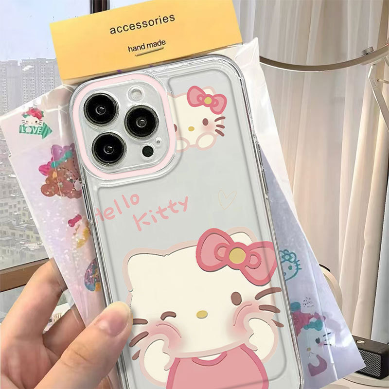 Ốp lưng iPhone trong suốt họa tiết tinh tế với Hello Cat IP 7/8/X/XS/11/12/13/14/15/16/17/Plus/Pro/Max/Air