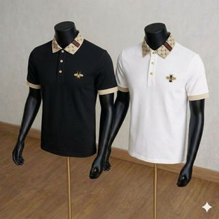Áo polo nam hai màu cổ dệt thêu ong sắc nét sao, chất liệu dệt kim độc đáo, phong cách basic ấn tượng.