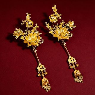 Kẹp Tóc Mô Phỏng Hoa Hồng Đỏ Cho Cô Dâu Style Hanfu