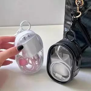 Hộp Lưu Trữ Cáp Dữ Liệu Trong Suốt Thích Hợp Cho Du Lịch Ngoài Trời, Kèm Móc Khoá