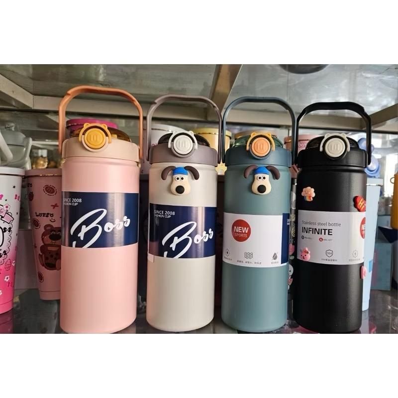 ￼ [ Kèm sticker 3D ] Bình Giữ Nhiệt Boss 1200ml ( 1 lít 2)  Lõi Inox 316 Có Quai Xách Kèm Ống Hút. C87 SHOP