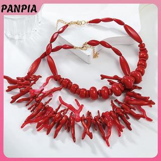 PNPIA - Set 2 Vòng Cổ San Hô Đỏ Phong Cách Vintage Boho, Thích Hợp Làm Quà Tặng Thời Trang Cho Bé Gái