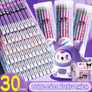 Bút chì cho bé lớp 1, Hộp 30 cây gỗ 2B kèm tẩy tiện dụng, sản phẩm cao cấp, dễ gọt và viết rõ nét trên giấy