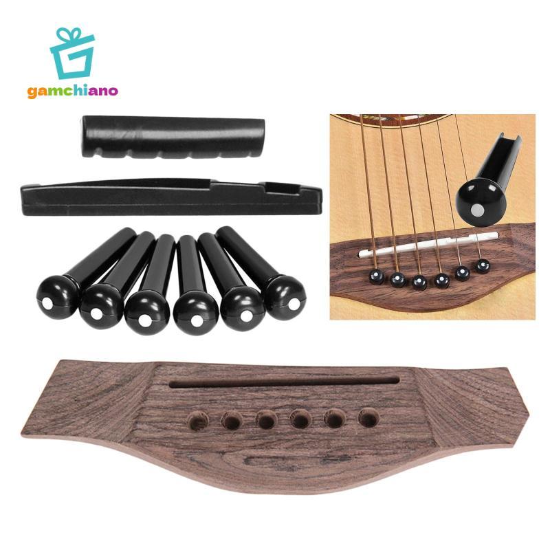 Cầu đàn guitar Acoustic dân gian có chân cầu đàn guitar Phụ tùng yên ngựa có rãnh cho đàn guitar 6 dây, dễ lắp đặt