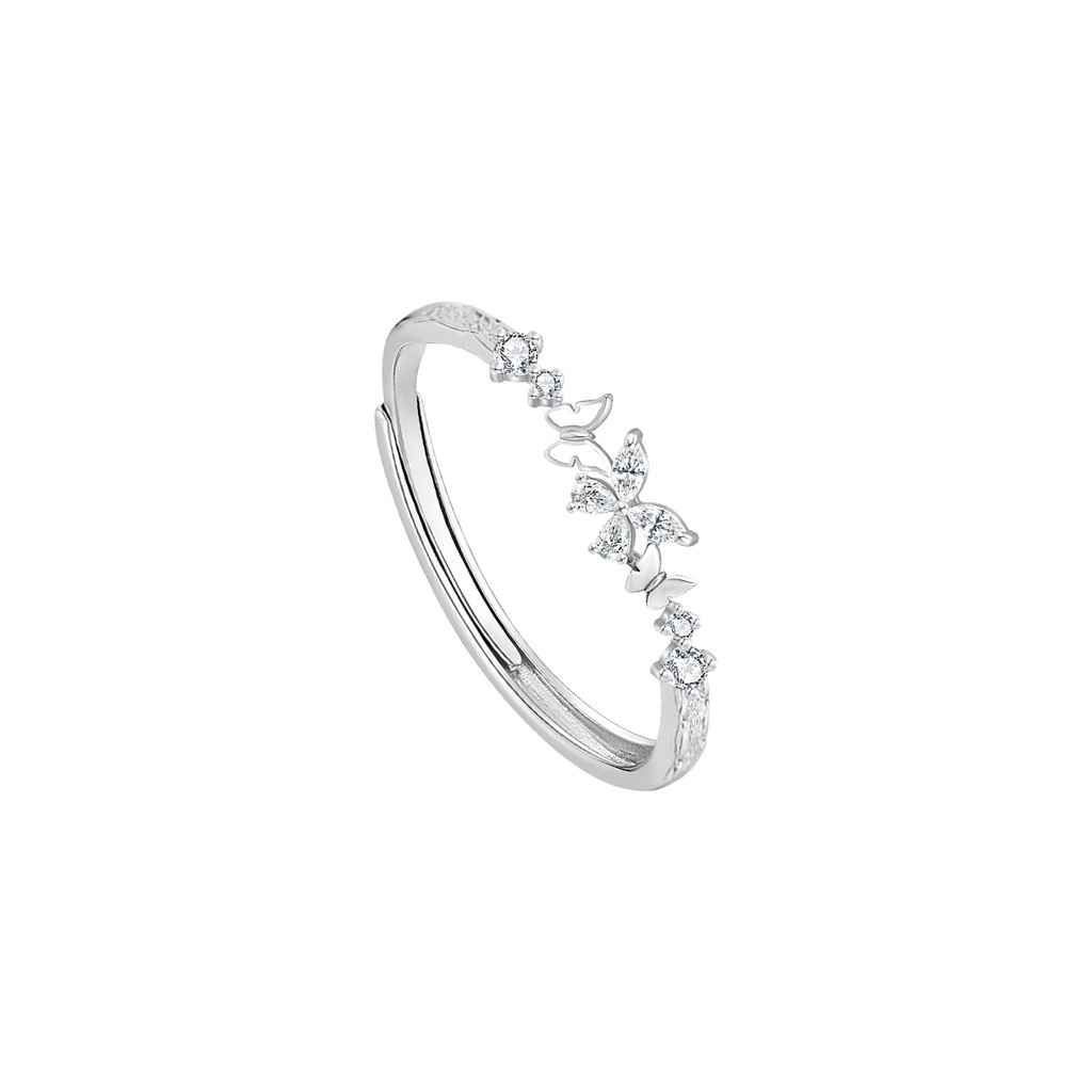 Nhẫn đôi lông bạc Sterling biến thành hình con bướm ngọt ngào