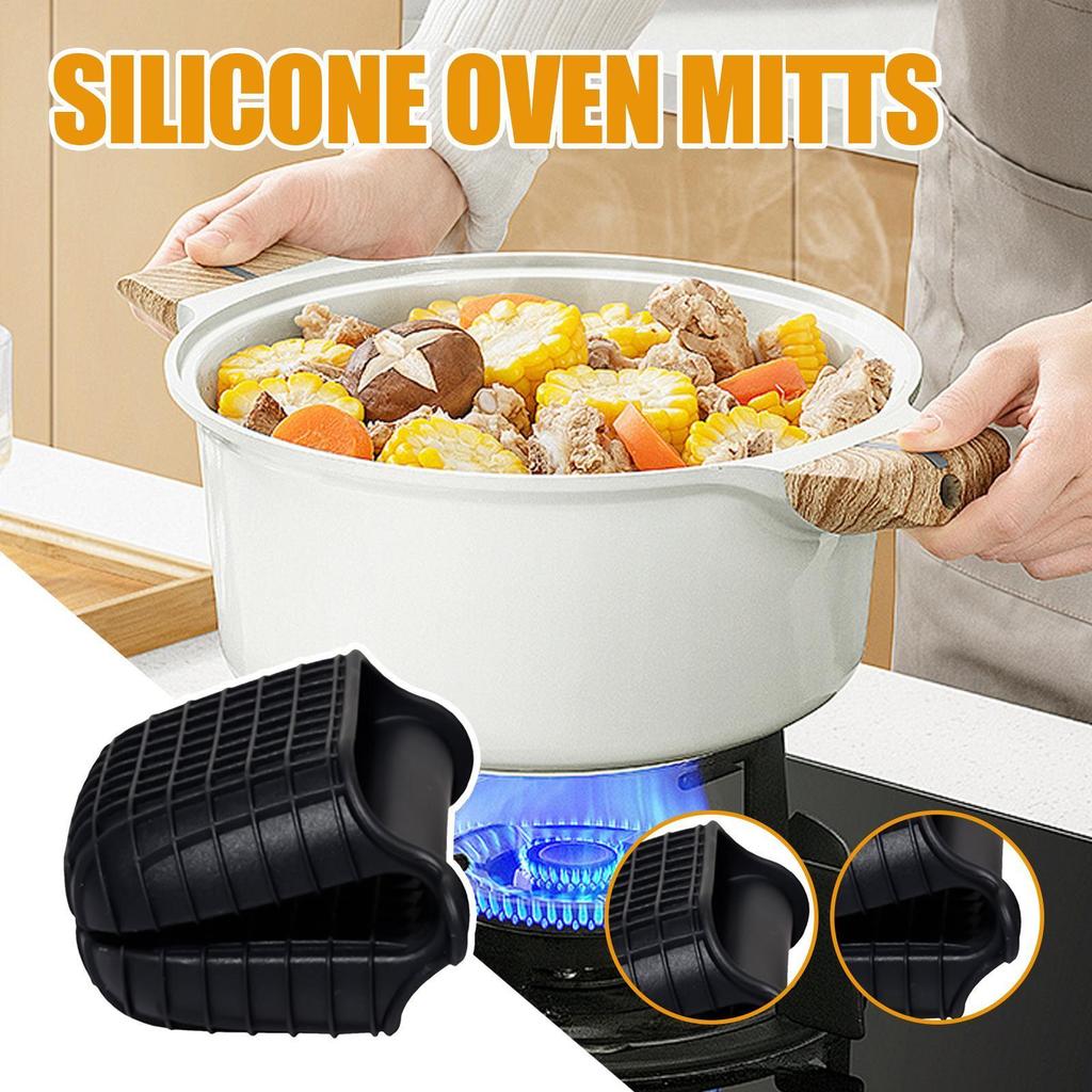 Silicone Oven Gloves Finger Gripper Mittens Non-Slip Cooking Baking Gloves Kitchen Pinch Covers for Adjusting greiwe2vn