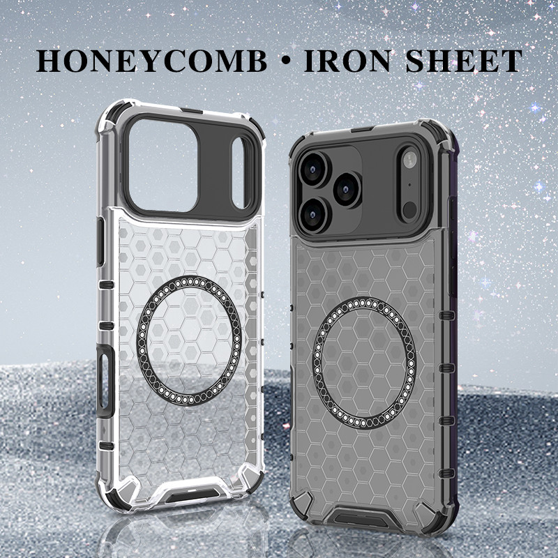 Ốp Điện Thoại Từ Tính Tản Nhiệt Tổ Ong Cho iPhone 17 16 15 14 13 12 11 Pro Max 17 Air 16 15 14 Plus Với Bốn Góc Chống Rơi Da Cảm Giác Bán Trong Suốt TPU + Vỏ PC
