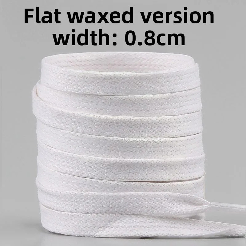 Dây giày thể thao trắng cotton nguyên chất, dây buộc nửa tròn cho giày vải đế bằng