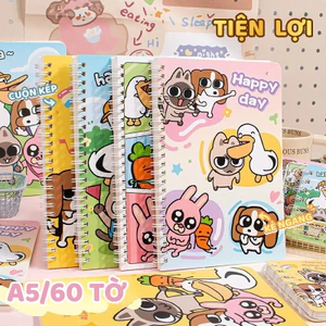 Sổ A5 Lò Xo Hoạt Hình 60 Trang – Sổ Tay Cute Dành Cho Học Sinh, Ghi Chép Mọi Lúc